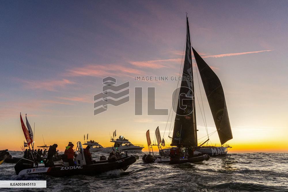 Charlie Dalin Celebrates After Crossing The Finish Line Of Vendee Globe - Sables-d'Olonne