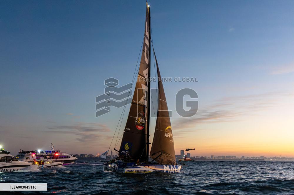 Charlie Dalin Celebrates After Crossing The Finish Line Of Vendee Globe - Sables-d'Olonne