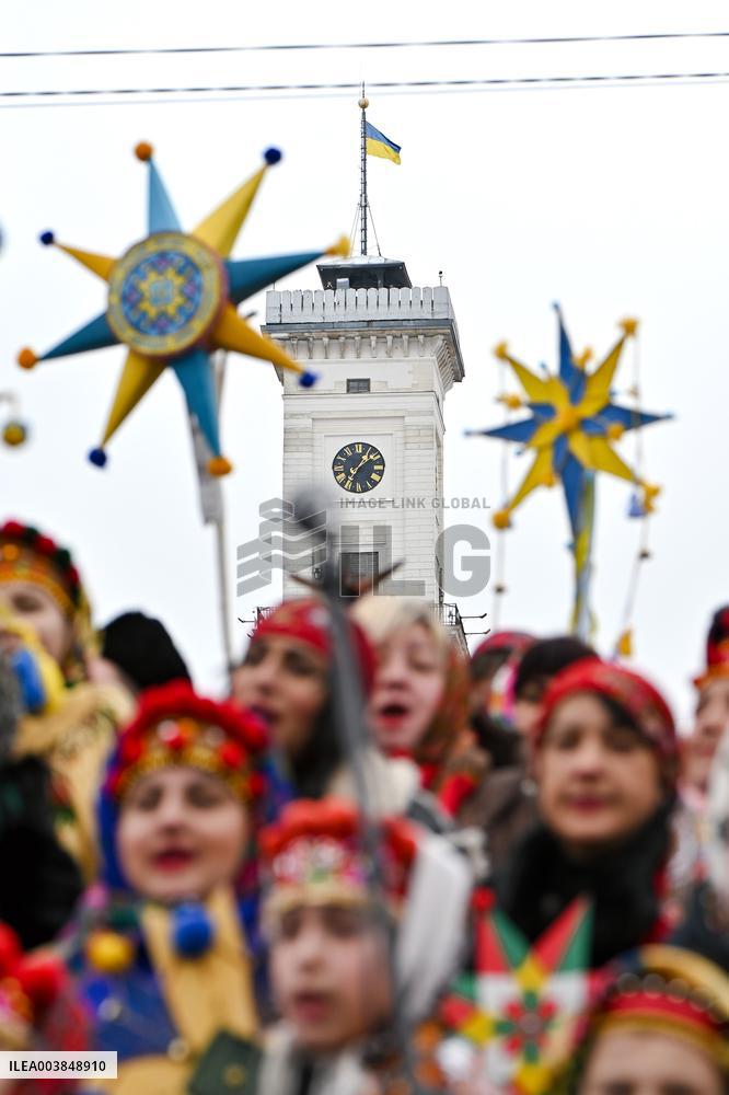 Festival of Ukrainian winter folklore held in downtown Lviv