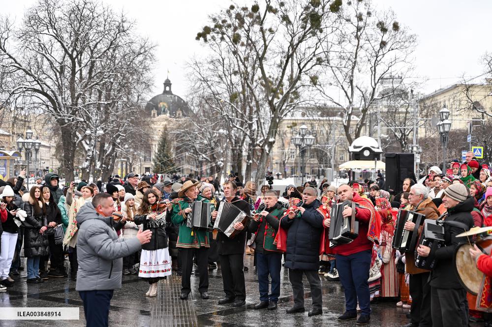 Festival of Ukrainian winter folklore held in downtown Lviv