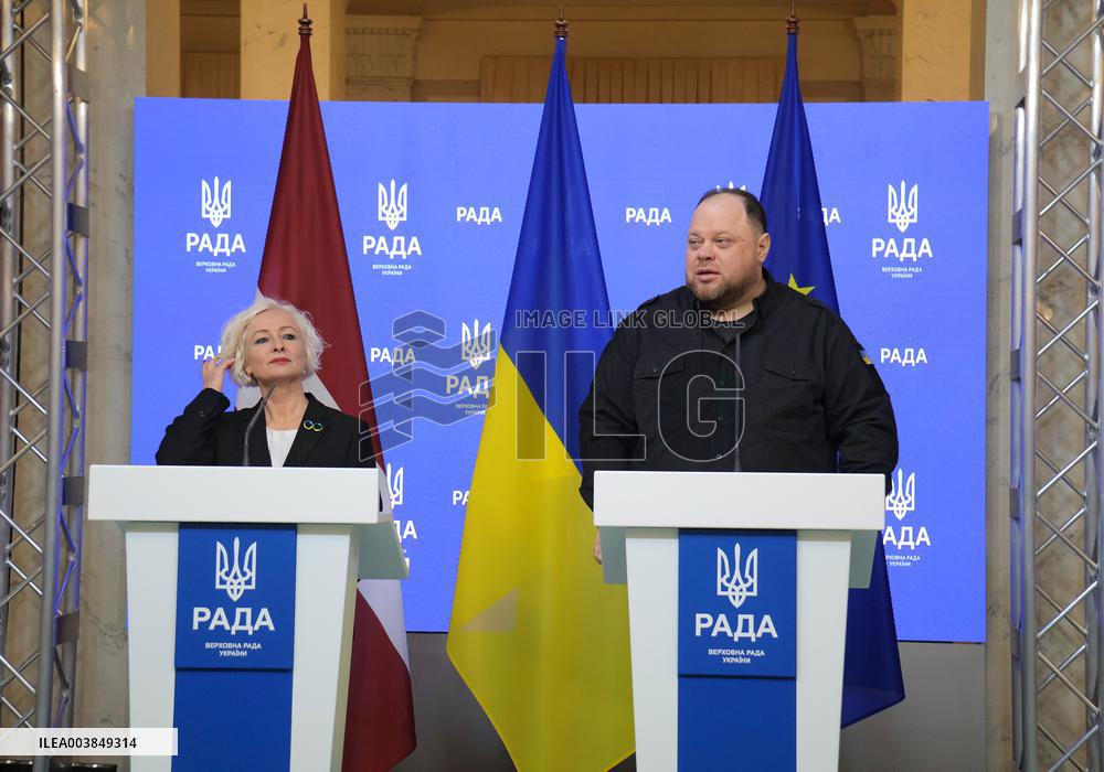 Joint briefing of parliamentary speakers of Ukraine and Latvia