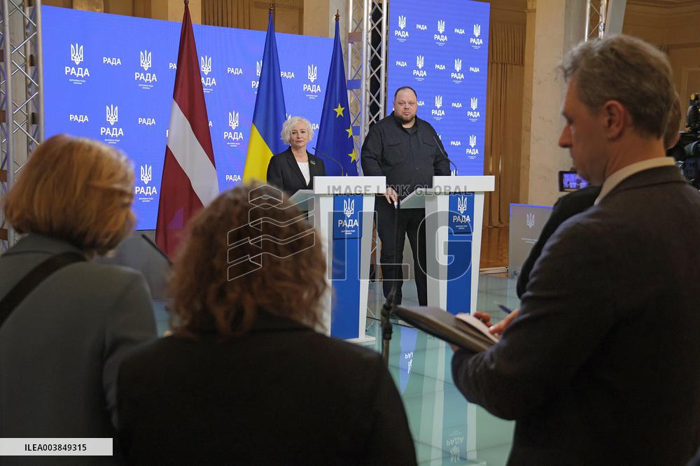 Joint briefing of parliamentary speakers of Ukraine and Latvia