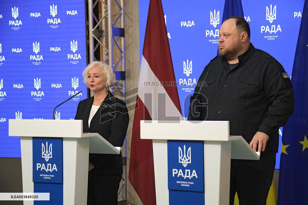 Joint briefing of parliamentary speakers of Ukraine and Latvia
