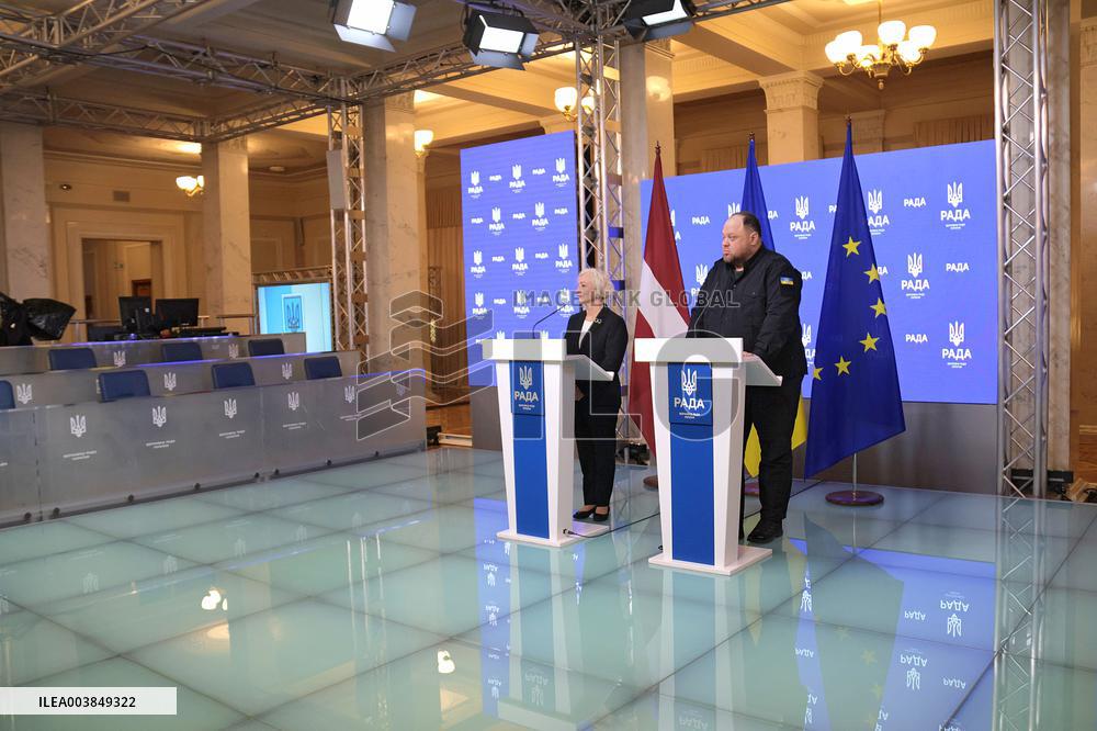 Joint briefing of parliamentary speakers of Ukraine and Latvia
