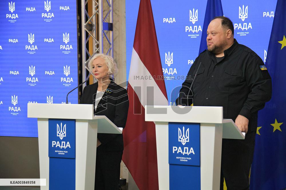 Joint briefing of parliamentary speakers of Ukraine and Latvia