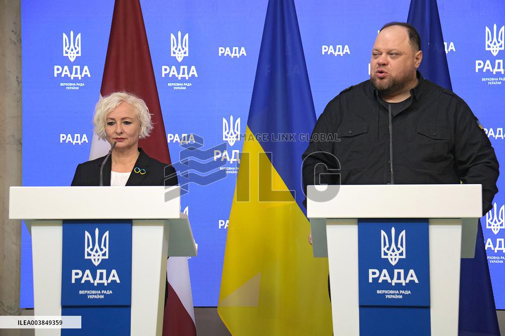 Joint briefing of parliamentary speakers of Ukraine and Latvia