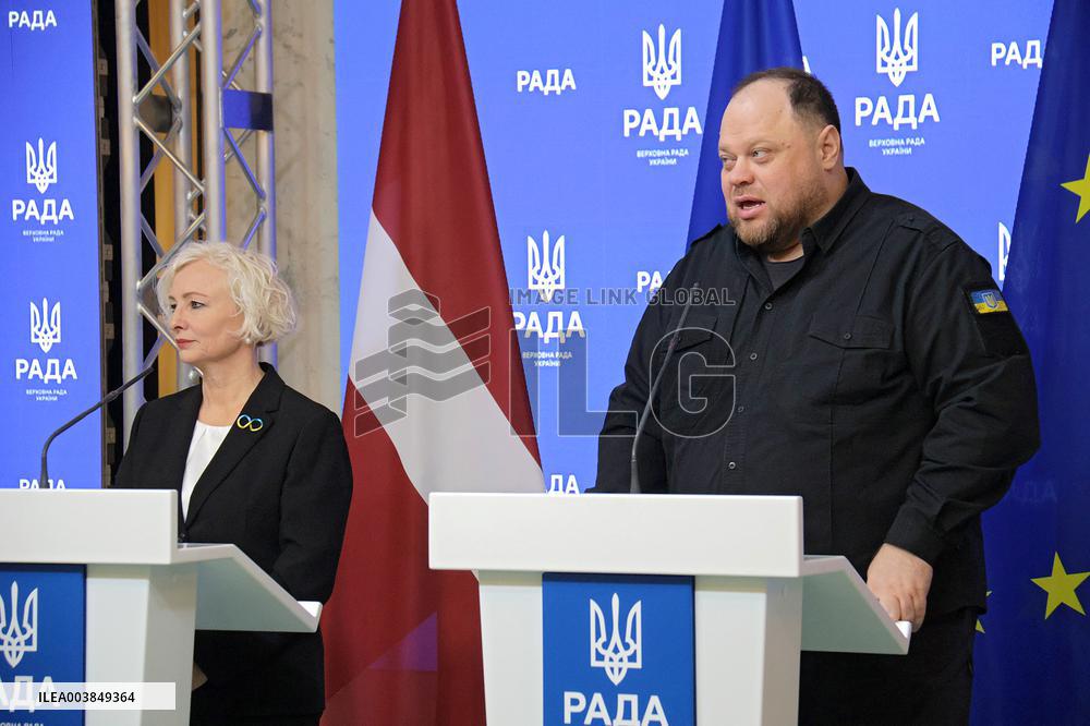 Joint briefing of parliamentary speakers of Ukraine and Latvia