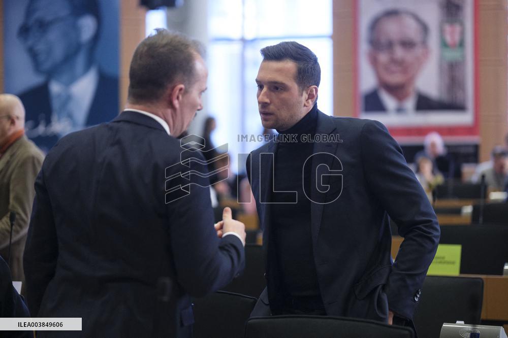Jordan Bardella At Parlement Europeen - Brussels