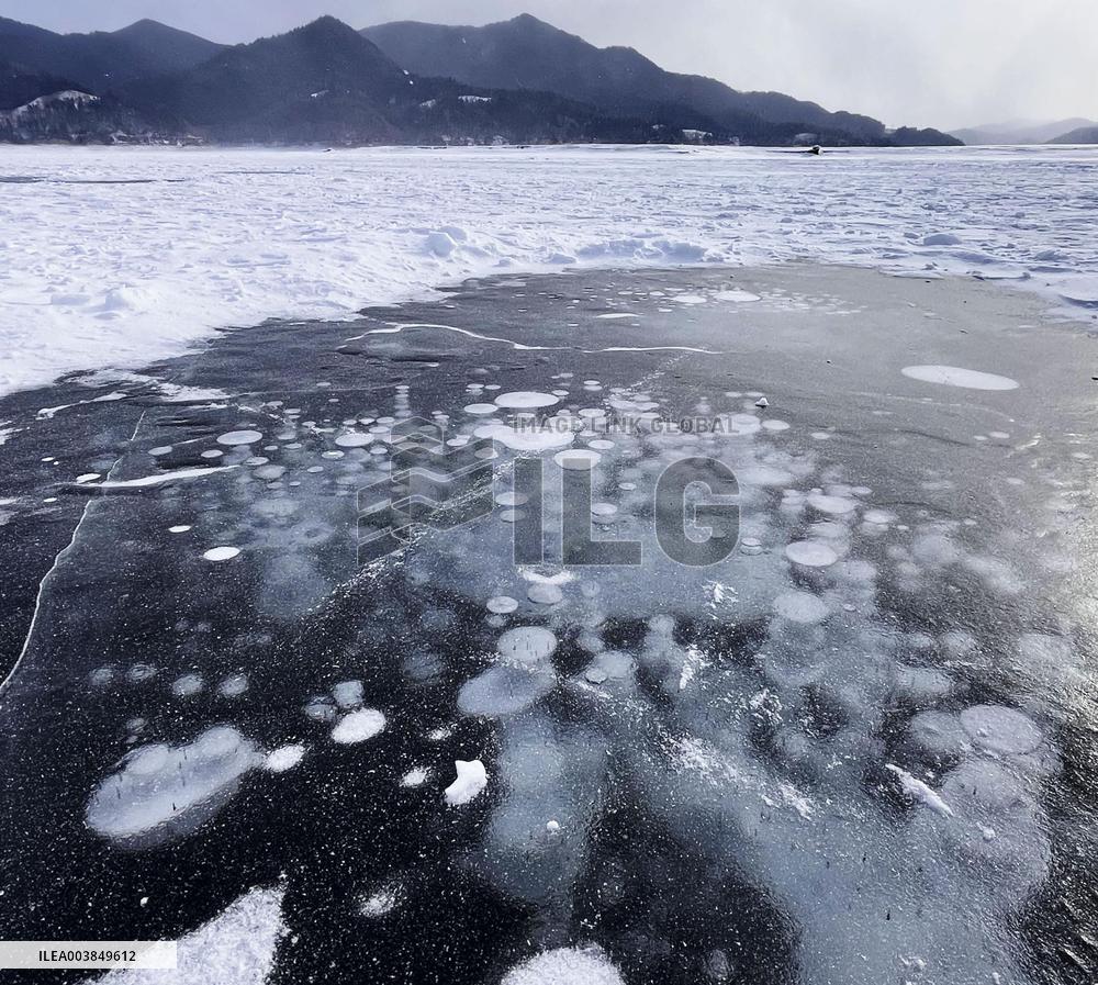 Frozen lake in northern Japan