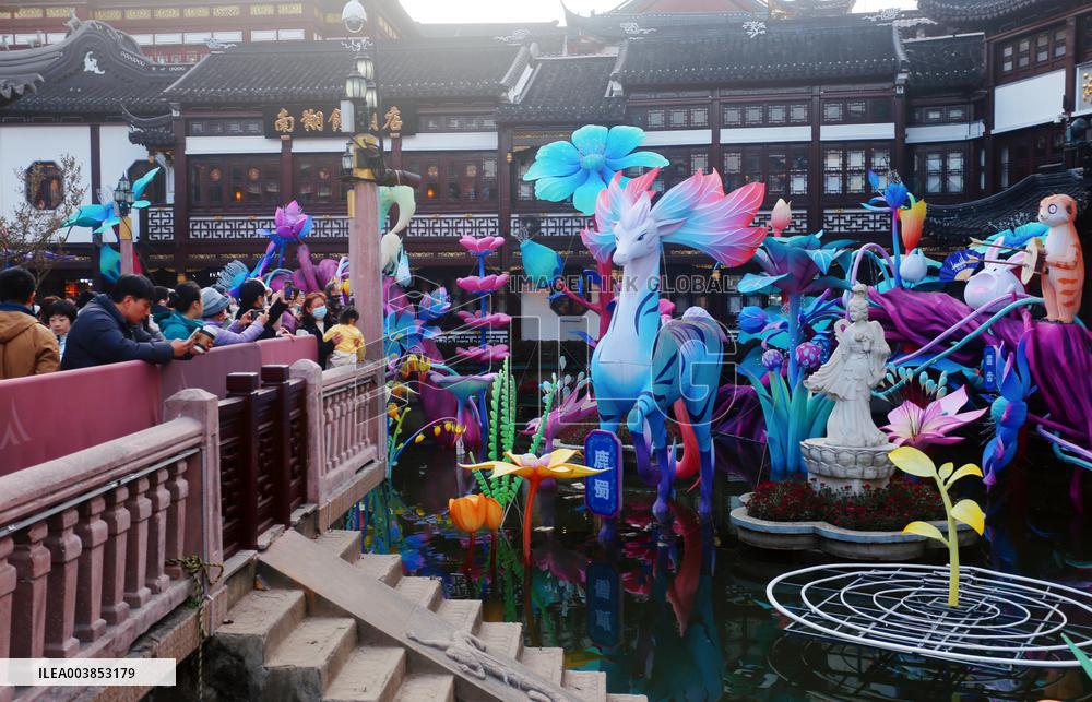 Chinese Lunar New Year Folk Art Lantern Festival of the Year of the Snake at Yu Garden in Shanghai