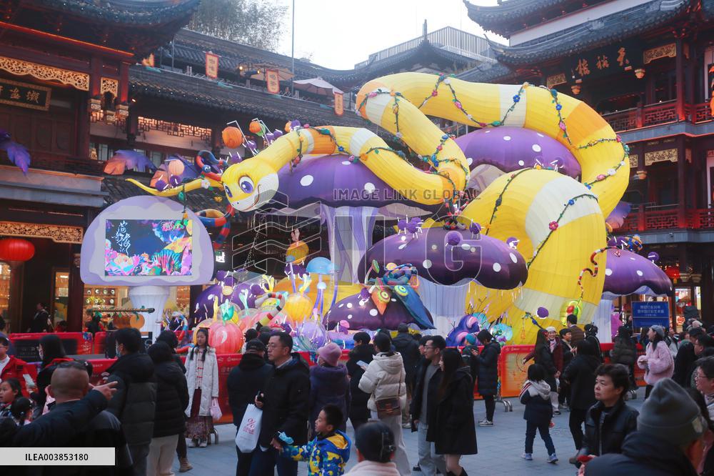 Chinese Lunar New Year Folk Art Lantern Festival of the Year of the Snake at Yu Garden in Shanghai