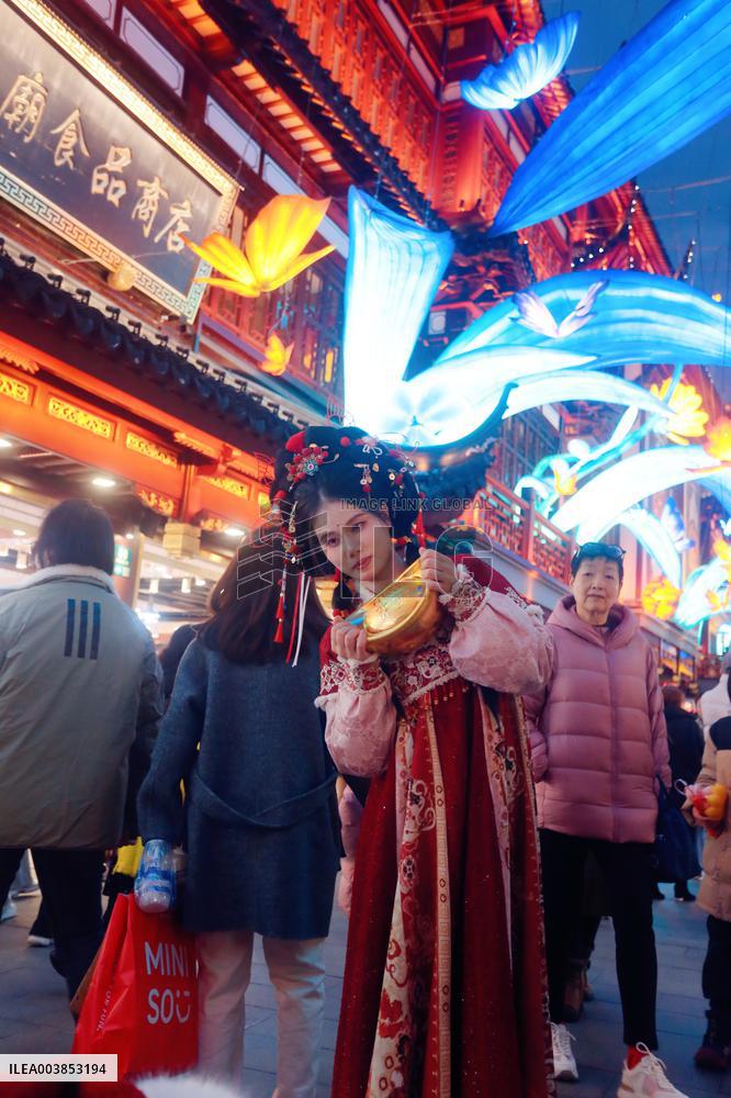Chinese Lunar New Year Folk Art Lantern Festival of the Year of the Snake at Yu Garden in Shanghai