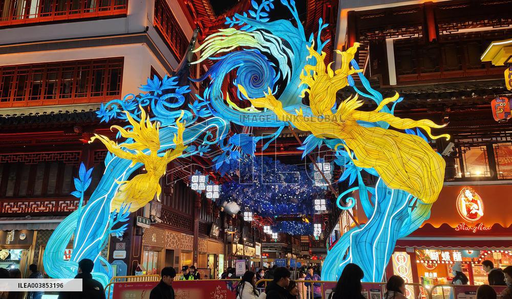 Chinese Lunar New Year Folk Art Lantern Festival of the Year of the Snake at Yu Garden in Shanghai