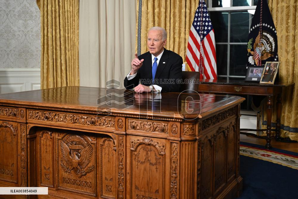 President Biden Gives Farewall Speech in Oval Office Address - DC