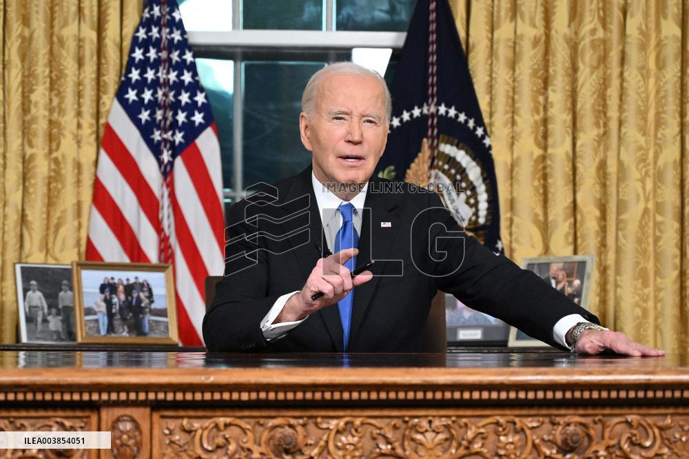 President Biden Gives Farewall Speech in Oval Office Address - DC