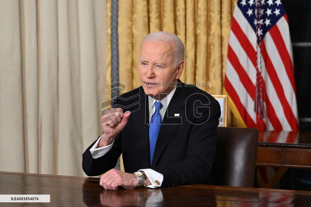 President Biden Gives Farewall Speech in Oval Office Address - DC