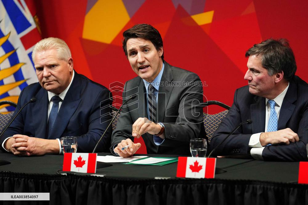 Justin Trudeau At Press Conference Concluding A First Ministers Meeting - Ottawa