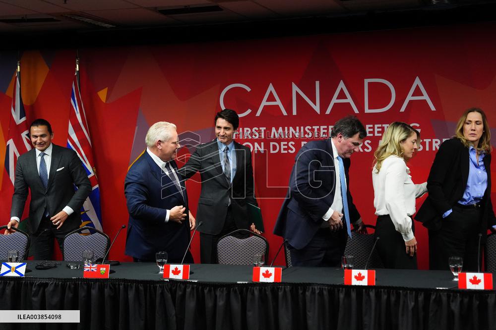 Justin Trudeau At Press Conference Concluding A First Ministers Meeting - Ottawa