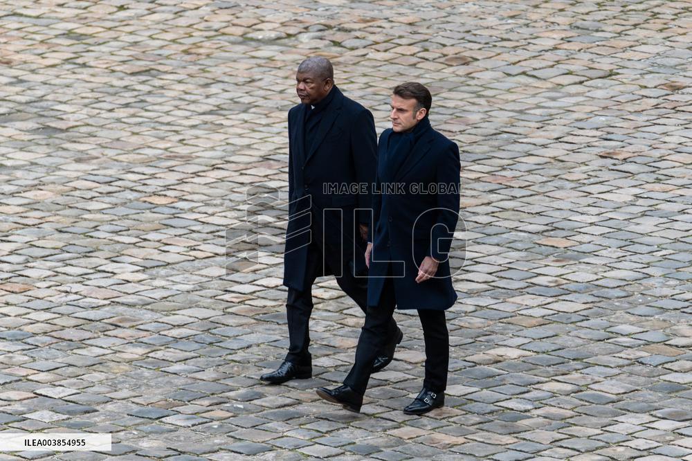 Macron And Angola Counterpart Joao Lourenco At The Invalides - Paris