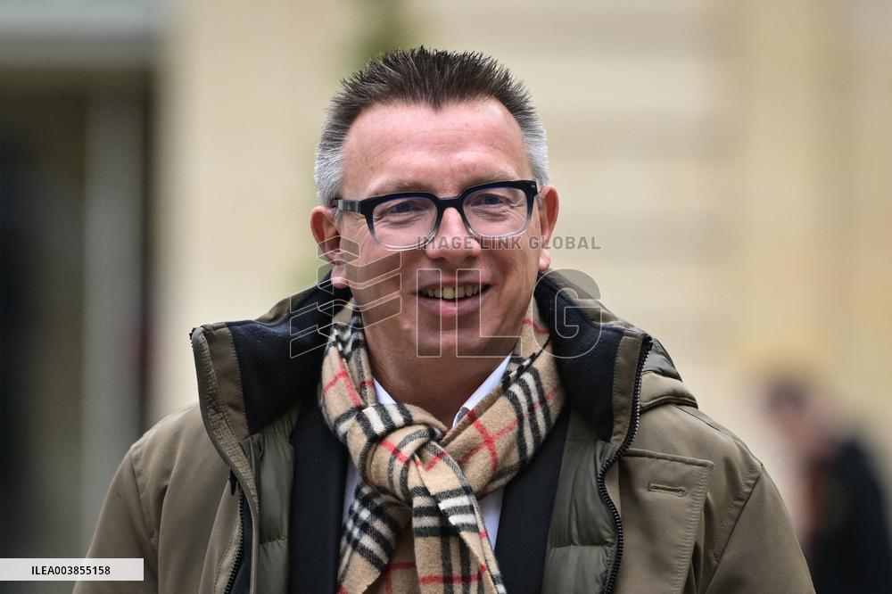 Cyril Chabanier arrives for a meeting with French PM Francois Bayrou at the Hotel de Matignon in Paris FA