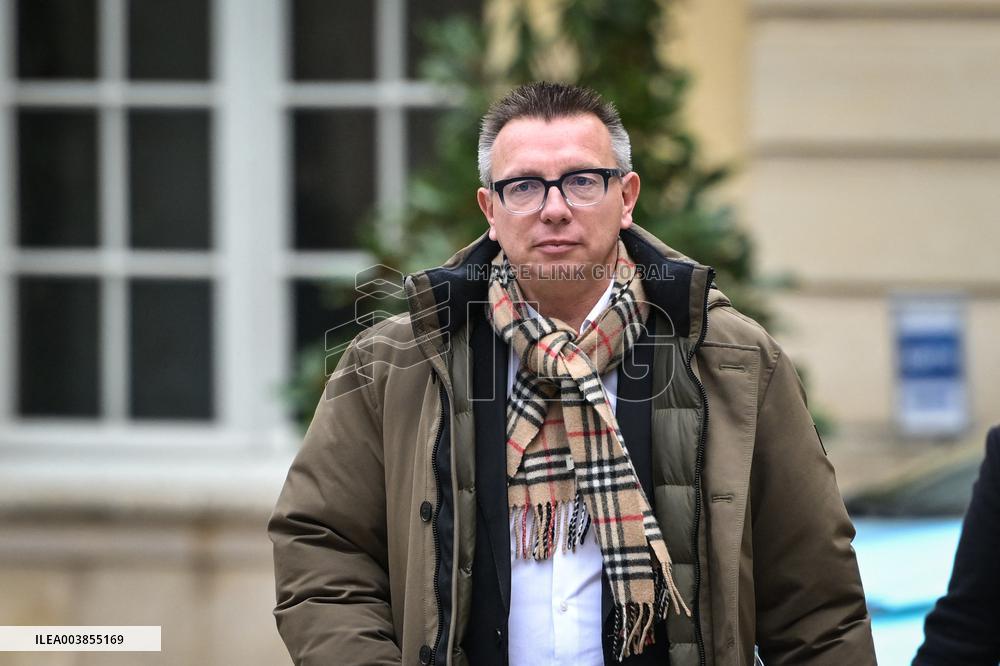 Cyril Chabanier arrives for a meeting with French PM Francois Bayrou at the Hotel de Matignon in Paris FA