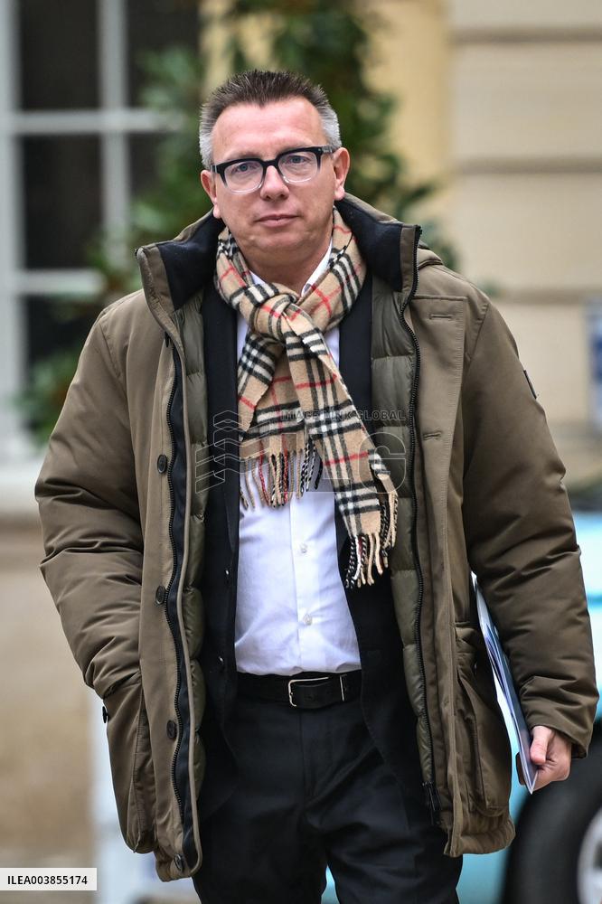 Cyril Chabanier arrives for a meeting with French PM Francois Bayrou at the Hotel de Matignon in Paris FA