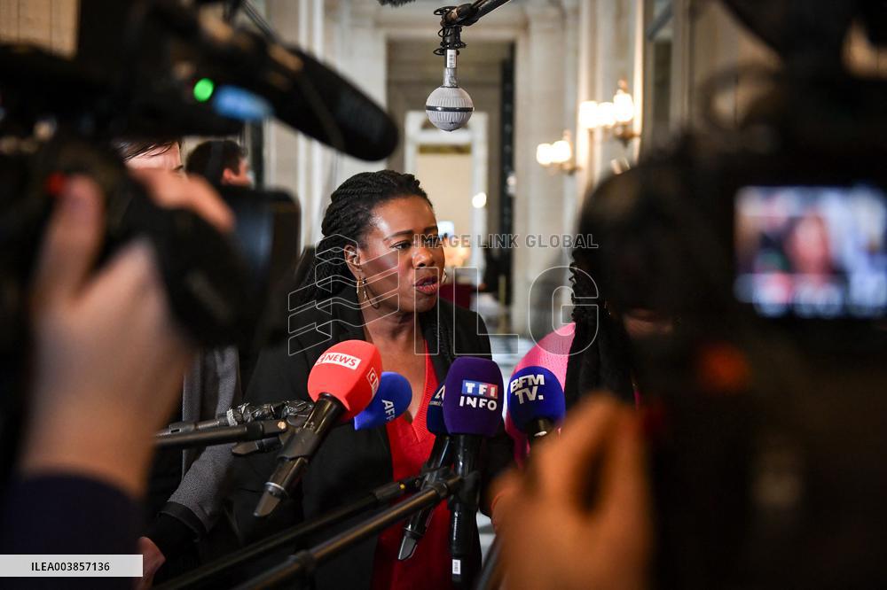 Presser on the motion of censure voting at the National Assembly in Paris FA