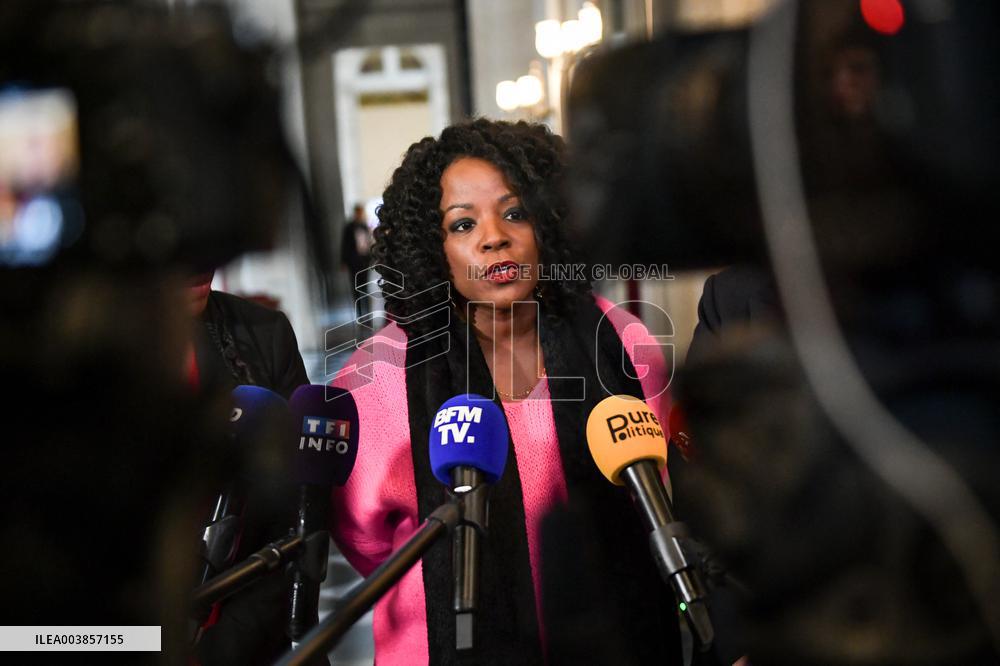 Presser on the motion of censure voting at the National Assembly in Paris FA