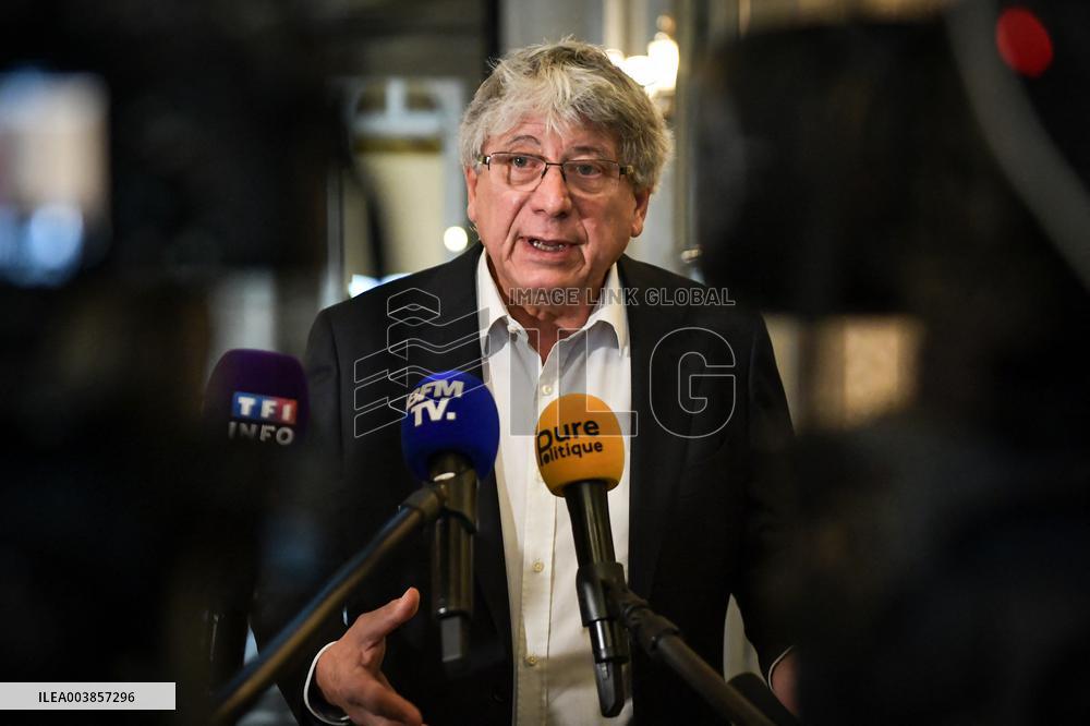 Presser on the motion of censure voting at the National Assembly in Paris FA