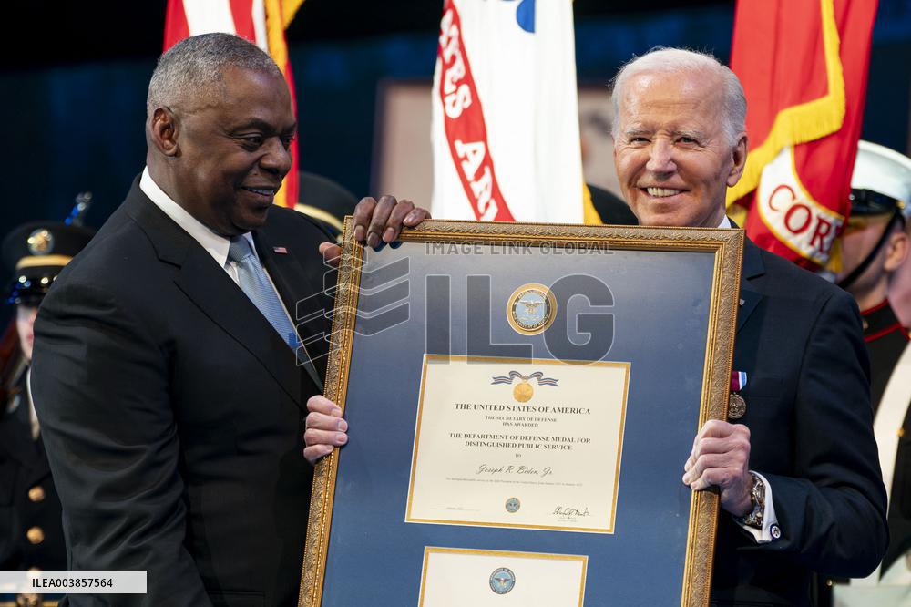 President Joe Biden Attends Commander in Chief Farewell Ceremony in Arlington, Virginia