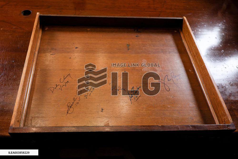 Vice President Kamala Harris Signs Her Ceremonial Desk Drawer