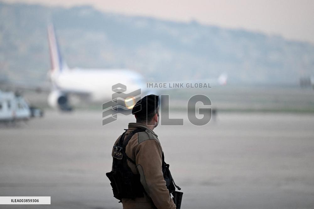 President Macron Upon His Arrival In Beyrouth