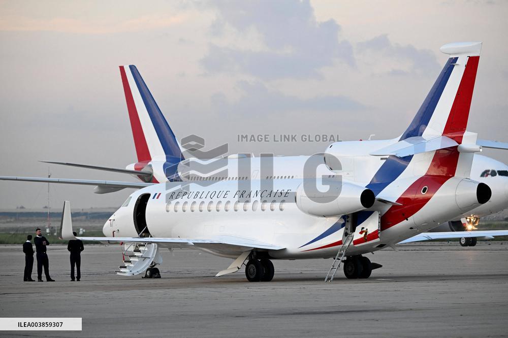 President Macron Upon His Arrival In Beyrouth