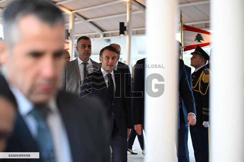 President Macron Upon His Arrival In Beyrouth