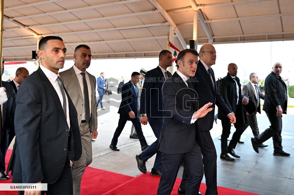President Macron Upon His Arrival In Beyrouth