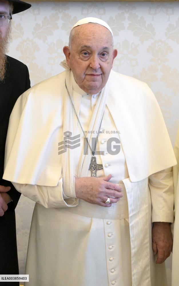 Pope Francis Wears His Arm In A Sling After A Fall - Vatican