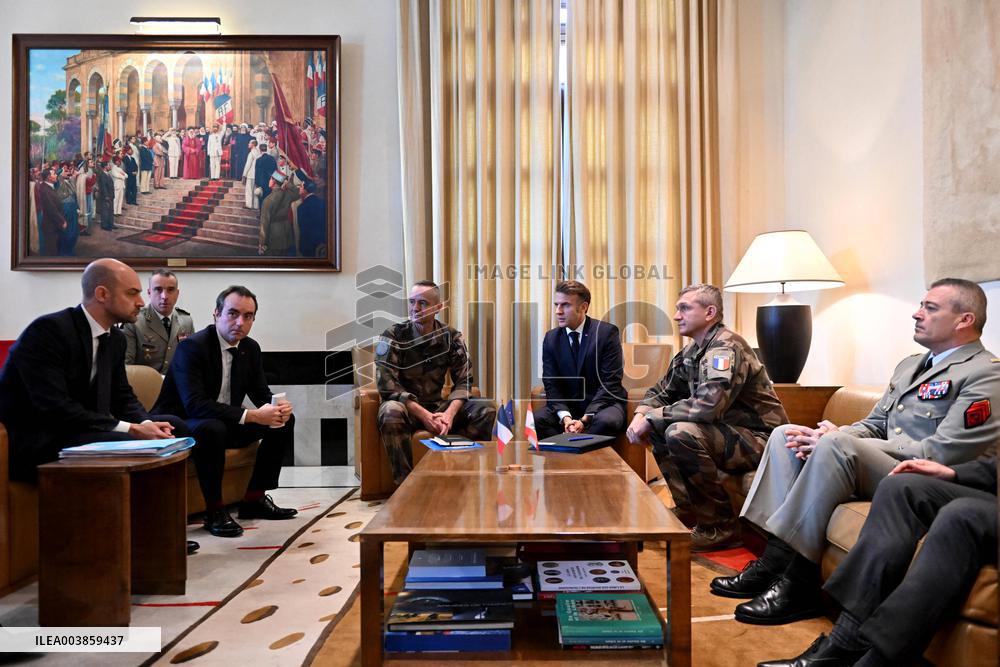 President Macron Meets Major General Fatinet - Beyrouth
