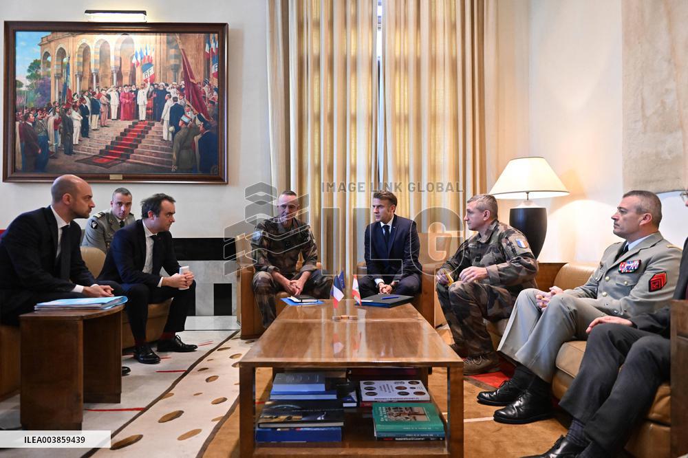 President Macron Meets Major General Fatinet - Beyrouth