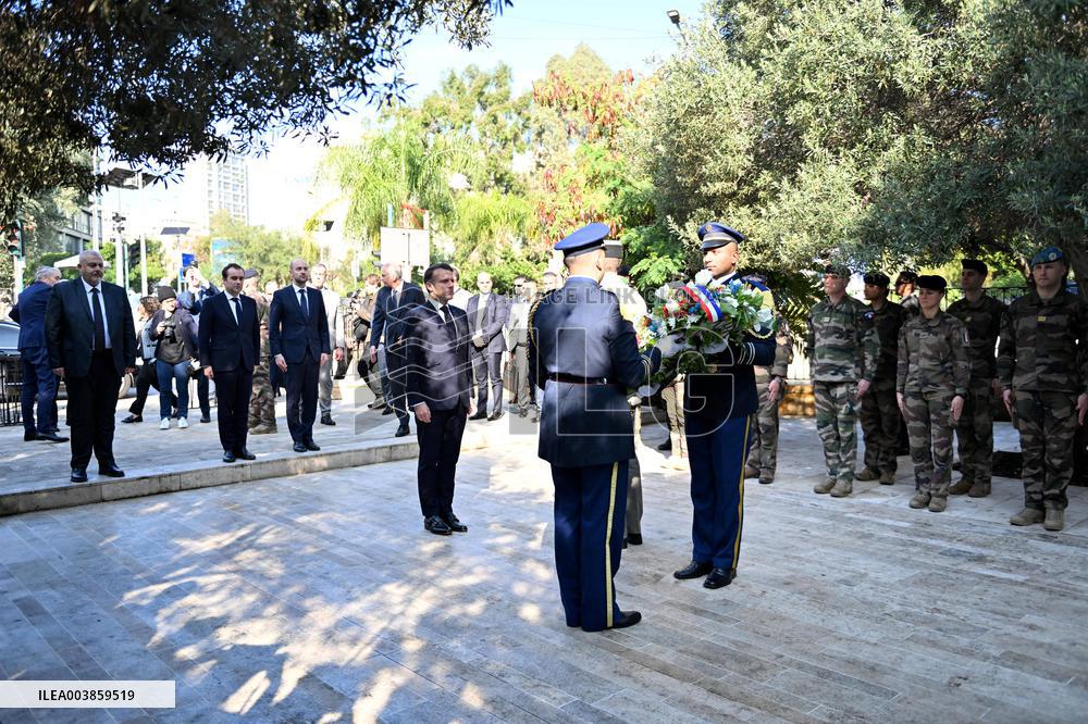President Macron At  The Unknown Soldier Tomb Ceremony - Beyrouth