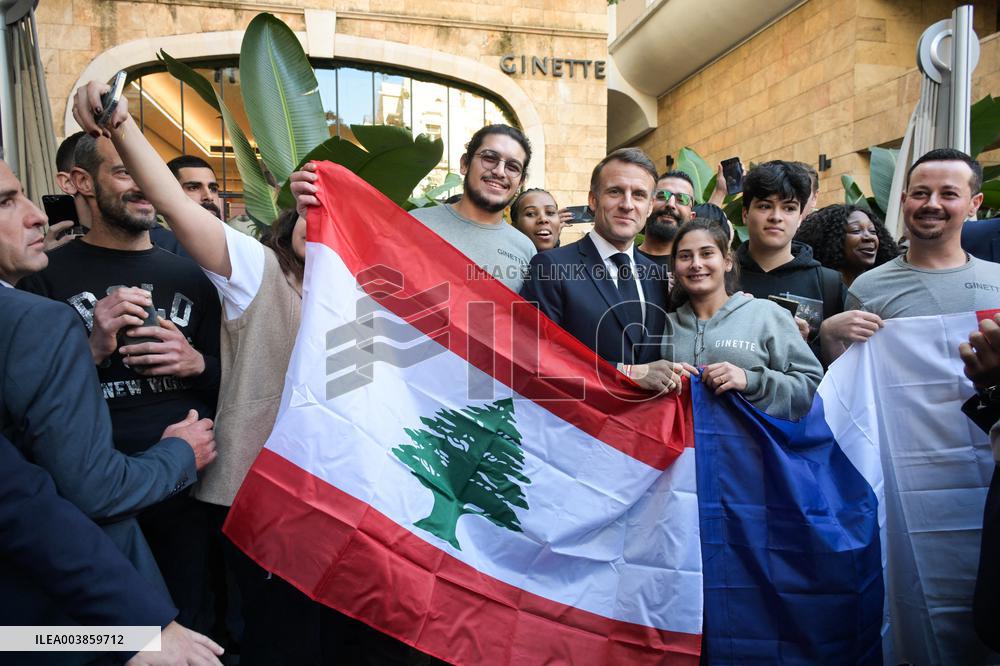 Macron Visits Gemmayze District - Beirut