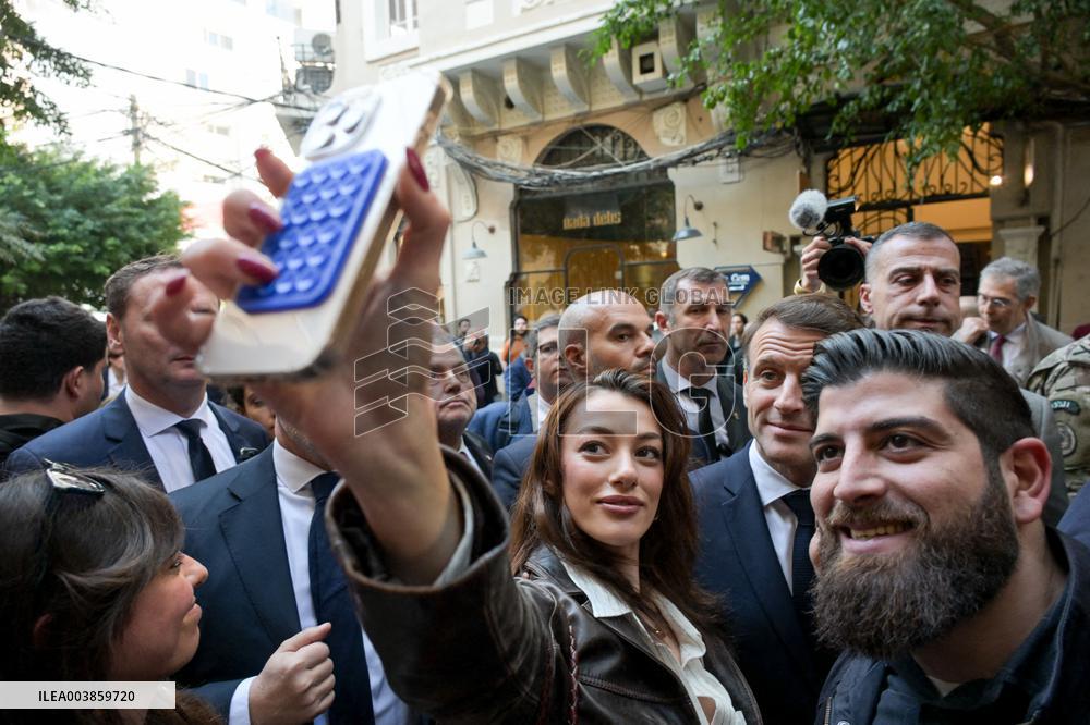 Macron Visits Gemmayze District - Beirut