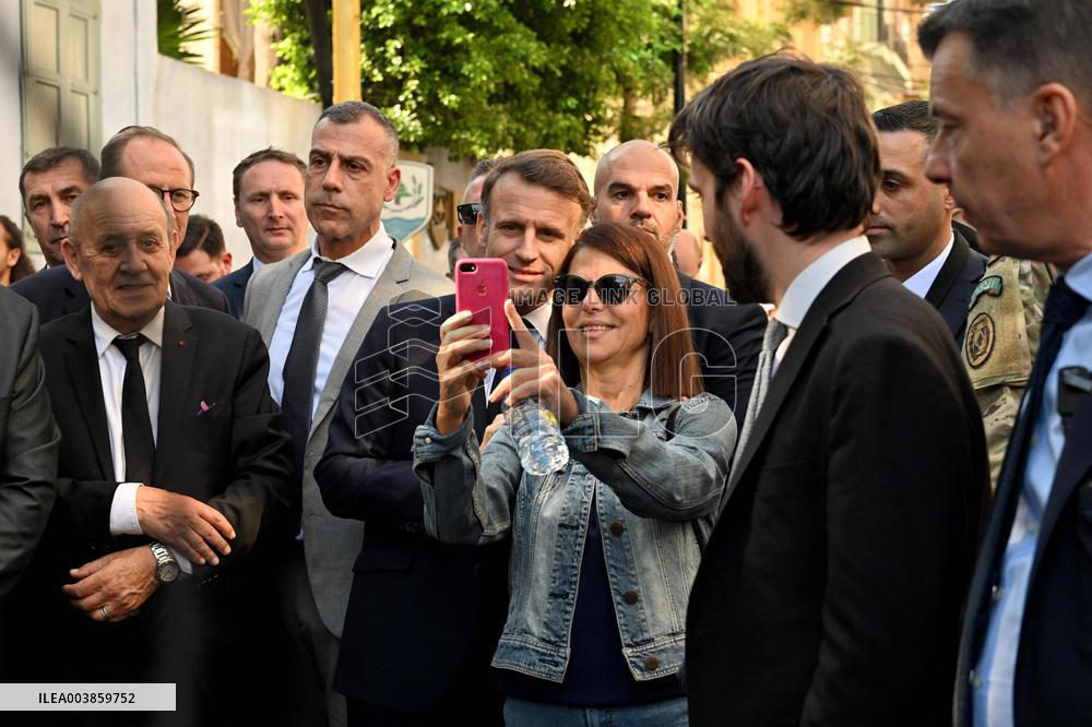 Macron Visits Gemmayze District - Beirut