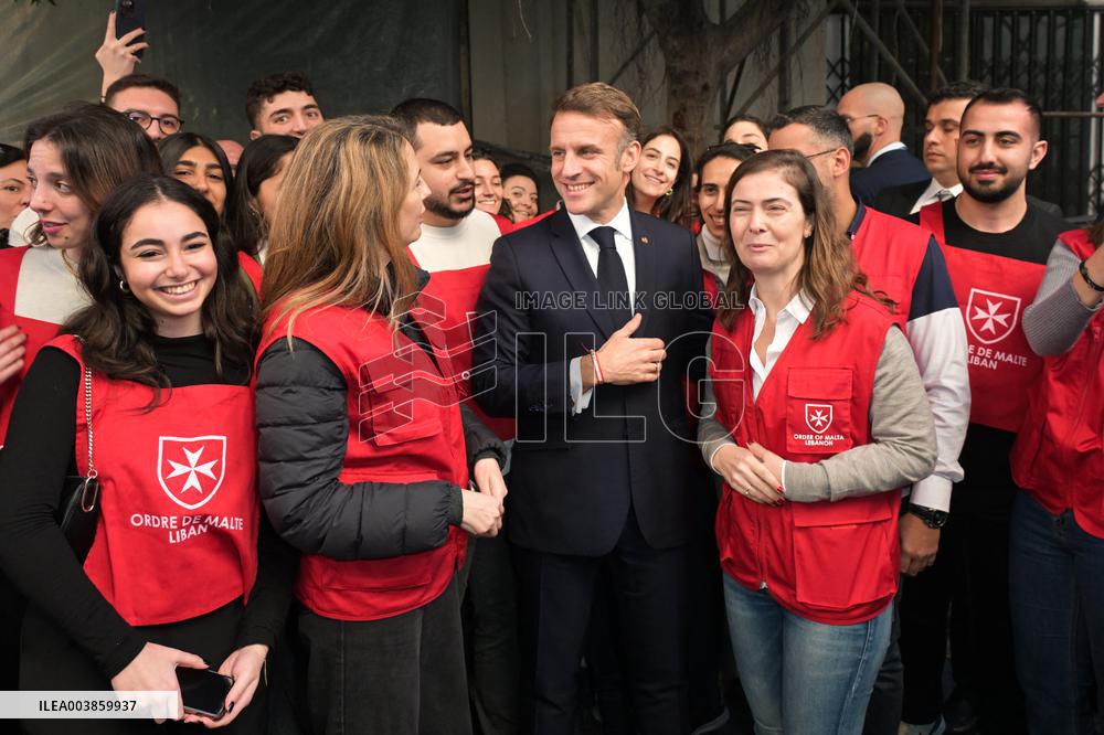 Macron Visits Gemmayze District - Beirut