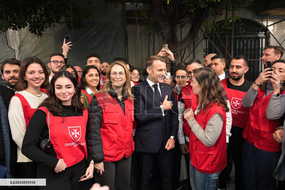 Macron Visits Gemmayze District - Beirut