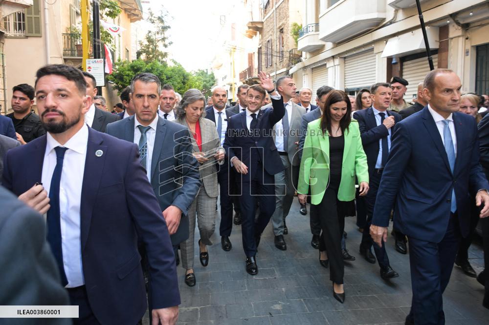 Macron Visits Gemmayze District - Beirut