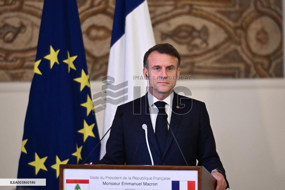 President Macron Meets Lebanon's New President - Beirut