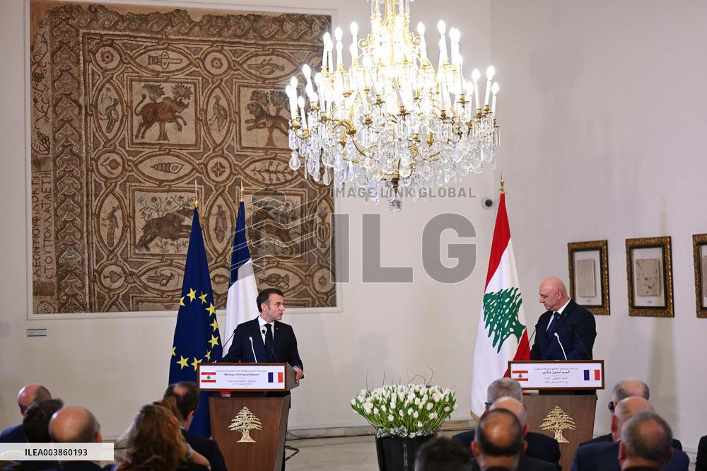 President Macron Meets Lebanon's New President - Beirut