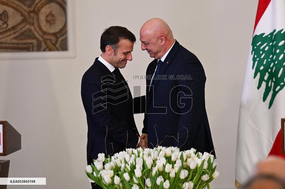 President Macron Meets Lebanon's New President - Beirut
