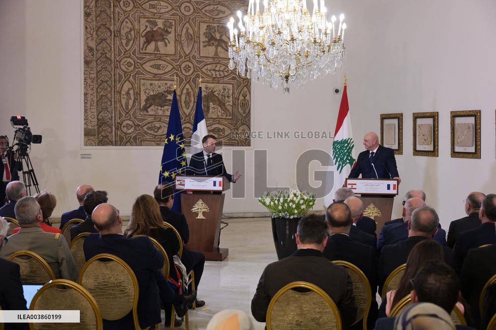 President Macron Meets Lebanon's New President - Beirut