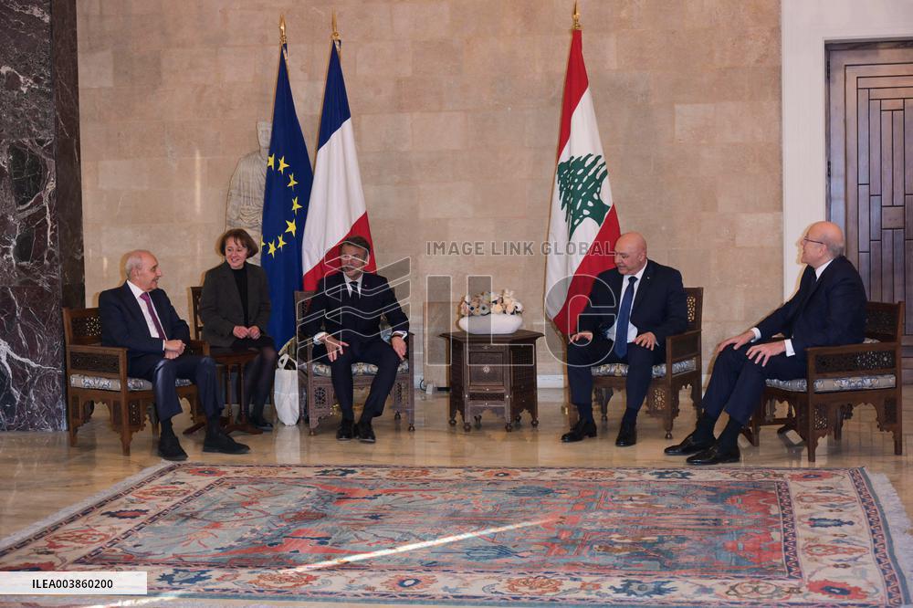 President Macron Meets Lebanon's New President - Beirut
